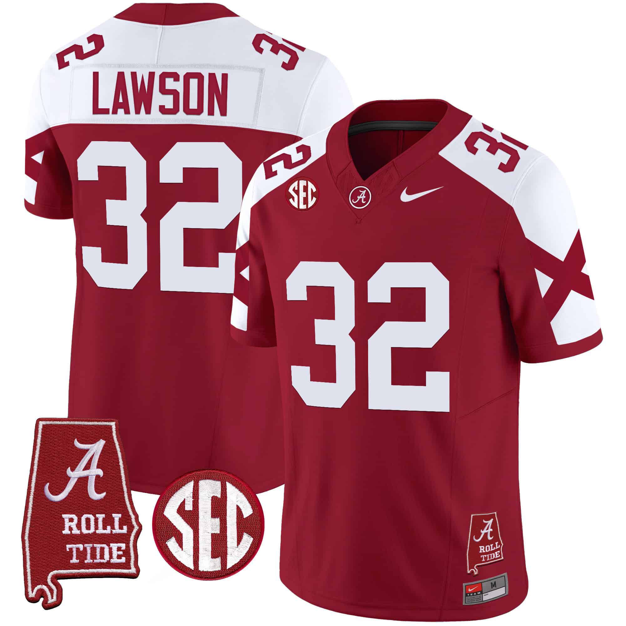 Men Alabama Crimson Tide #32 Lawson Red Map Vapor Limited 2024 Nike NCAA Jersey style 1->indianapolis colts->NFL Jersey